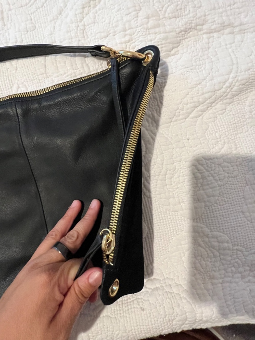 Margot Black Leather & Suede Convertible Multi-Way Crossbody Bag - Picture 4 of 16